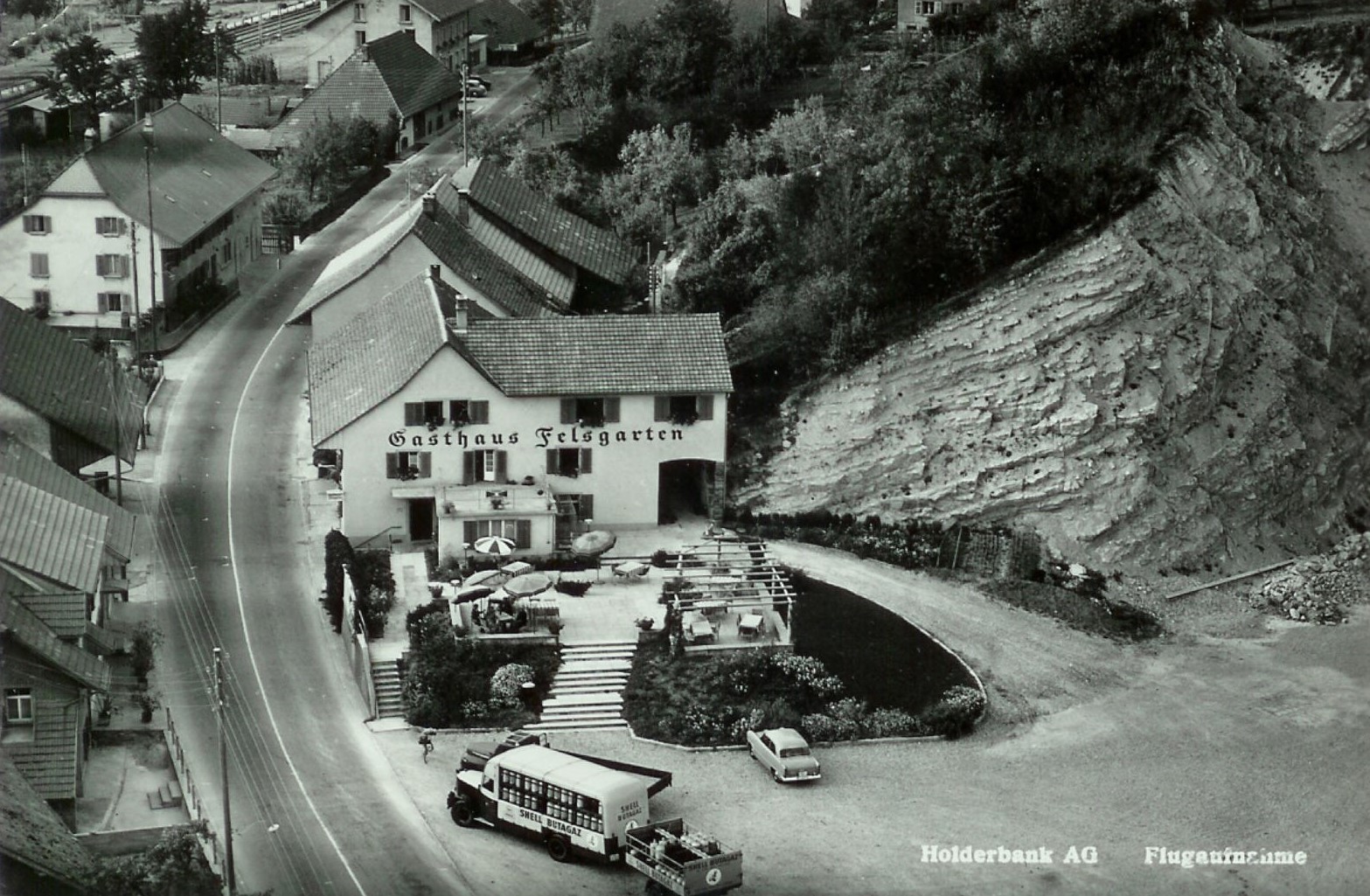 Historische Schwarz-Weiss-Aufnahme des Felsgarten
